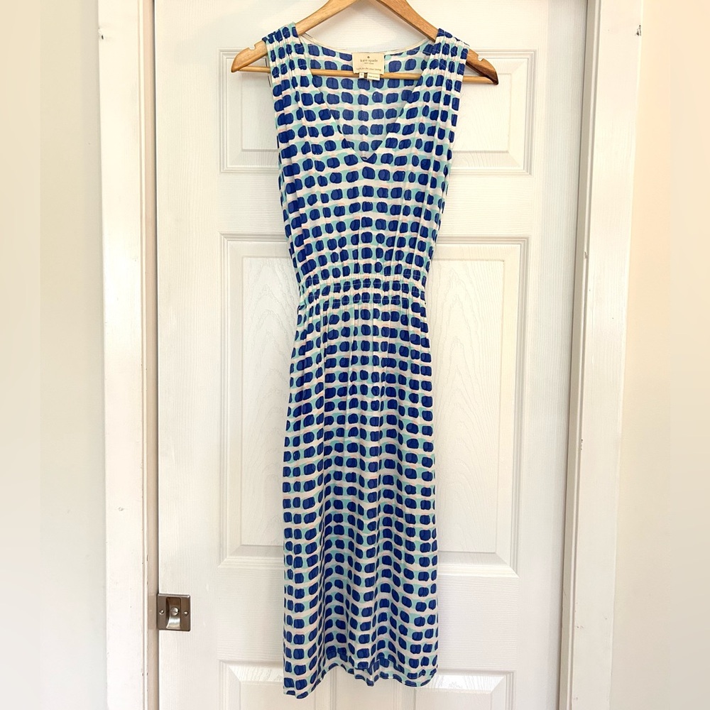 Blue and White Sleeveless Dress
